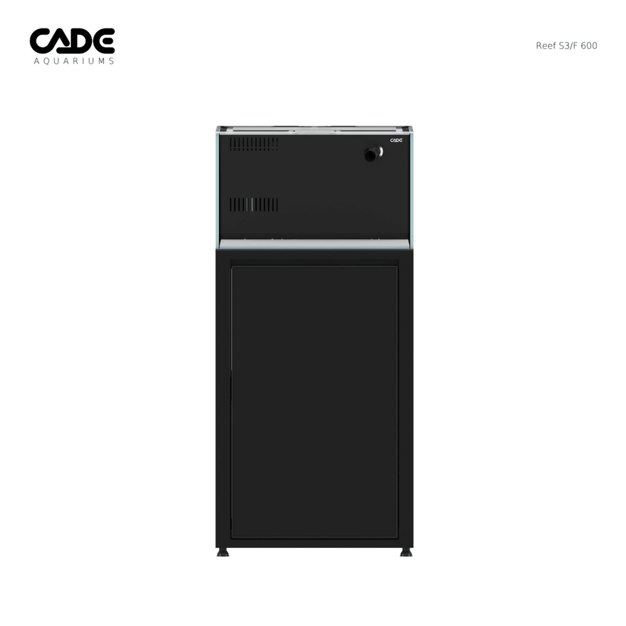 CADE Reef Frag S3/F 600 shallow coral frag tank with premium glass, cabinet, and integrated sump filtration