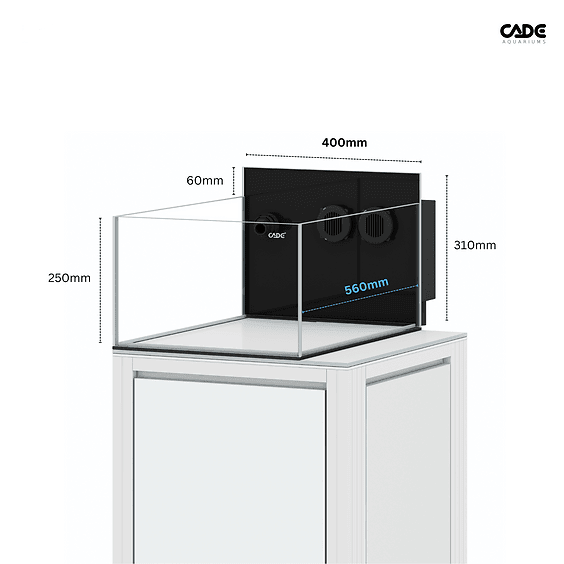 CADE Reef X + Caddy 560/N compact reef aquarium with polished glass tank and integrated equipment caddy