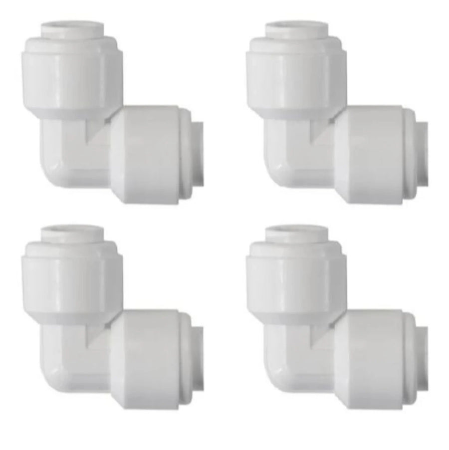 EcoTech Marine Versa Push Connector Elbows 4 Pack for 90-degree dosing tubing connections in Versa reef aquarium dosing systems.