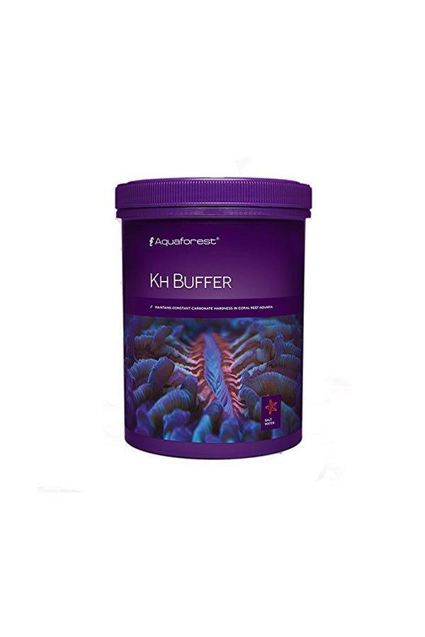 Purple container of KH Buffer for reef aquariums with coral image on label