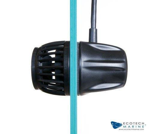 Aquarium Vortech MP60 wavemaker powerhead with cable mounted on tank glass